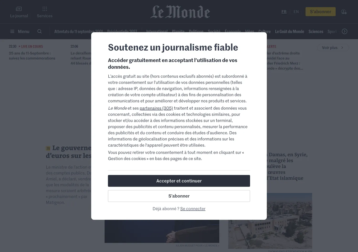 Screen capture of lemonde.fr
