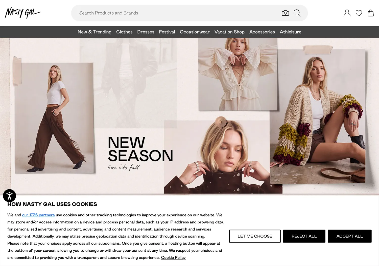 Screen capture of nastygal.com