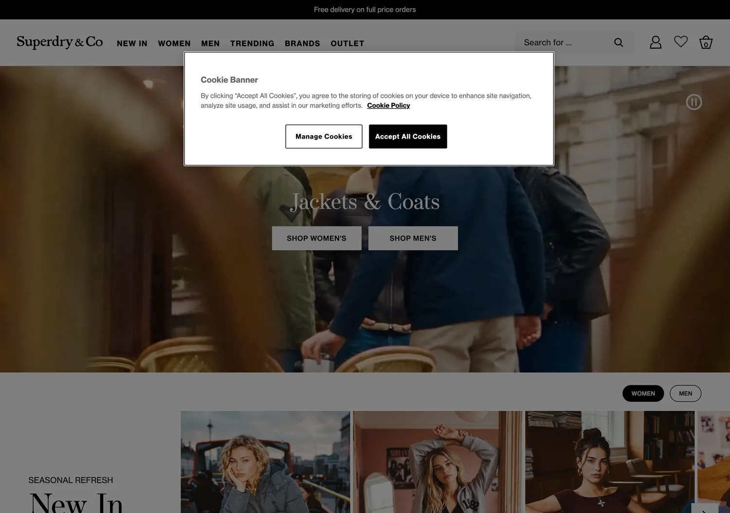 Screen capture of superdry.com